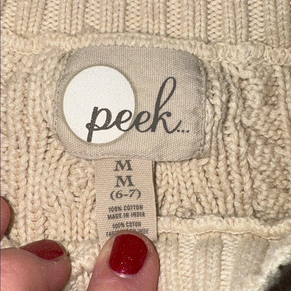 Peek Girls Cable Knit Long Sleeve Sweater M 6-7 - Picture 2 of 2